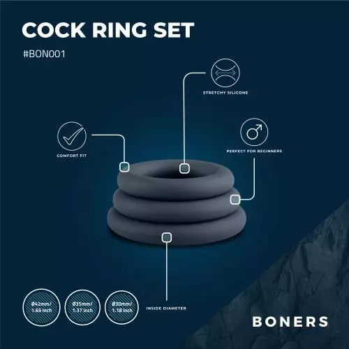 Kit de Anillos x 3 Para El Pene En silicona Ajustable Gris-Salvaje Sex Store - Image 3