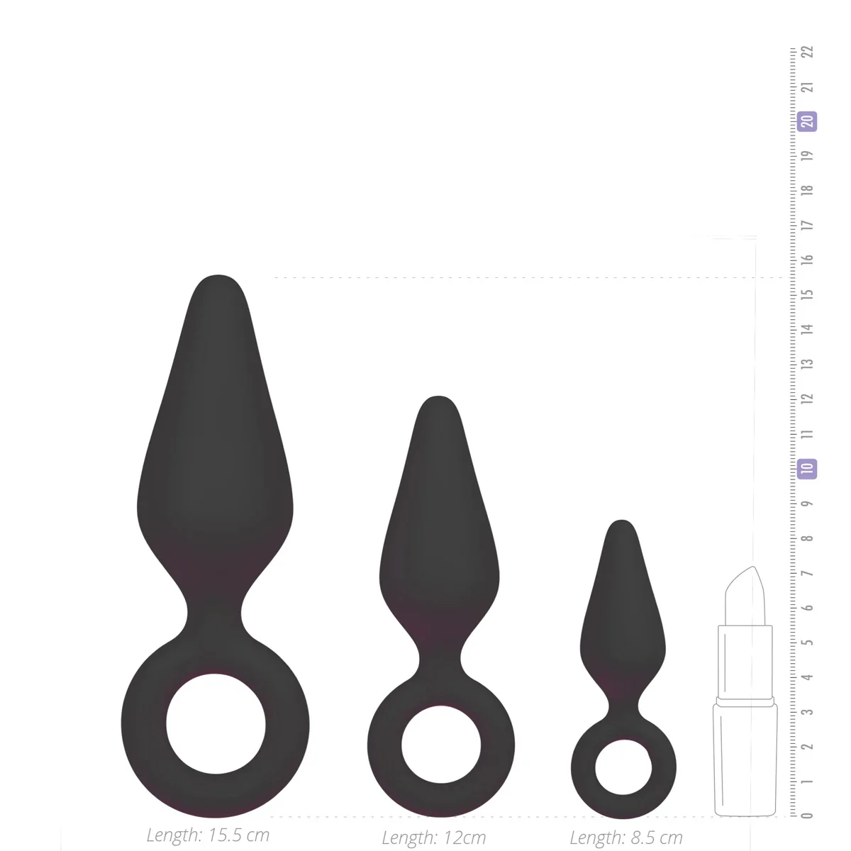 Kit Plugs en Silicona 3 tamaños Negros- Salvaje Sex Store - Image 3